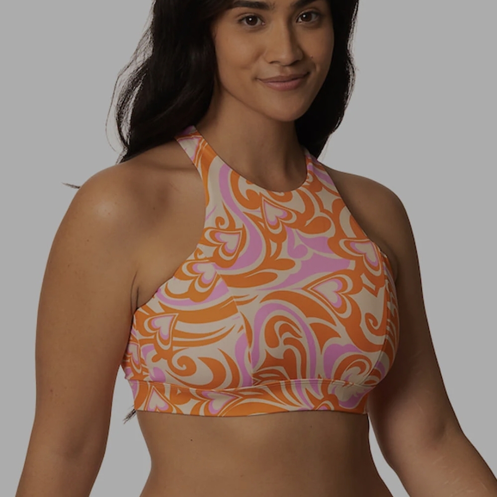 Jolyn Orange and Pink Swirl Bikini Top
